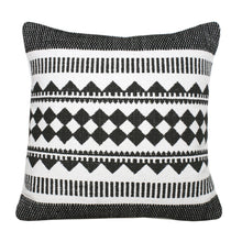 14" X 36" Black And White 100% Cotton Geometric Zippered Pillow