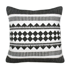 14" X 36" Black And White 100% Cotton Geometric Zippered Pillow