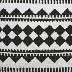 14" X 36" Black And White 100% Cotton Geometric Zippered Pillow