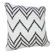 20" X 20" White And Black 100% Cotton Chevron Zippered Pillow