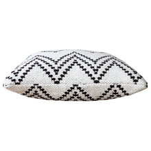 20" X 20" White And Black 100% Cotton Chevron Zippered Pillow