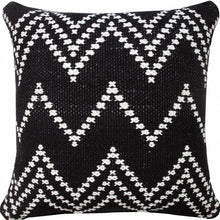 20" X 20" White And Black 100% Cotton Chevron Zippered Pillow