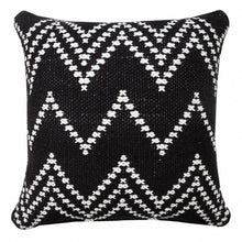 20" X 20" White And Black 100% Cotton Chevron Zippered Pillow