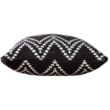 20" X 20" White And Black 100% Cotton Chevron Zippered Pillow