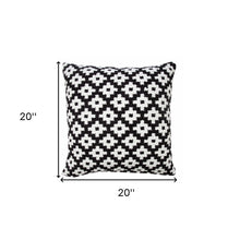 20" X 20" Black And White 100% Cotton Geometric Zippered Pillow