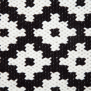 20" X 20" Black And White 100% Cotton Geometric Zippered Pillow