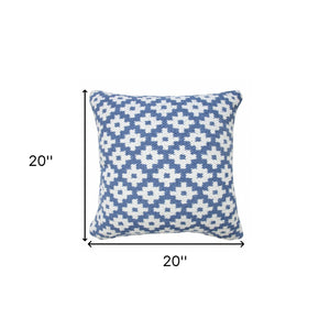 20" X 20" Black And White 100% Cotton Geometric Zippered Pillow