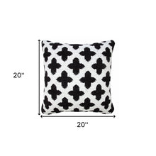 20" X 20" White And Black 100% Cotton Geometric Zippered Pillow