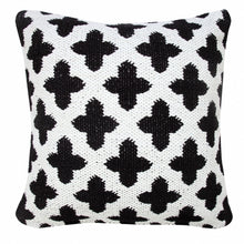 20" X 20" White And Black 100% Cotton Geometric Zippered Pillow