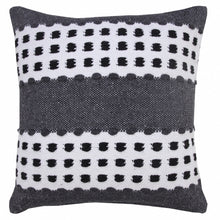 14" X 36" Yellow Black And White 100% Cotton Striped Zippered Pillow