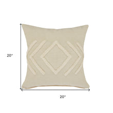 20" X 20" Birch And White 100% Cotton Geometric Zippered Pillow