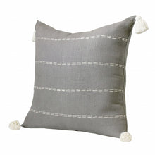 20" X 20" Slate Gray Linen Striped Zippered Pillow