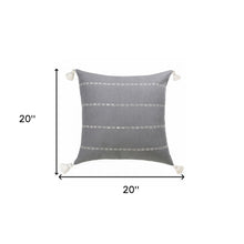 20" X 20" Slate Gray Linen Striped Zippered Pillow