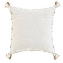 14" X 36" White And Tan 100% Cotton Geometric Zippered Pillow