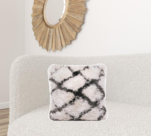 20" X 20" Black And White Polyester Geometric Zippered Pillow