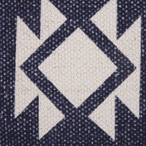 20" X 20" Navy And White 100% Cotton Geometric Zippered Pillow