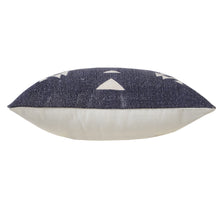 20" X 20" Navy And White 100% Cotton Geometric Zippered Pillow