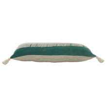 14" X 36" Emerald Green And Off-White 100% Cotton Zippered Pillow