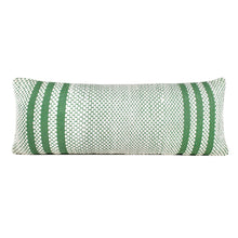 20" X 20" Jade Green And White 100% Cotton Geometric Zippered Pillow