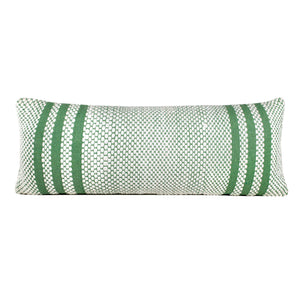 20" X 20" Jade Green And White 100% Cotton Geometric Zippered Pillow