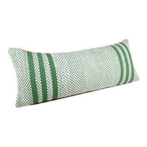 20" X 20" Jade Green And White 100% Cotton Geometric Zippered Pillow