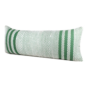 20" X 20" Jade Green And White 100% Cotton Geometric Zippered Pillow