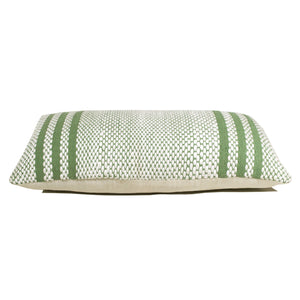 20" X 20" Jade Green And White 100% Cotton Geometric Zippered Pillow