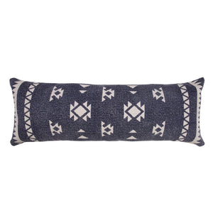 20" X 20" Navy And White 100% Cotton Geometric Zippered Pillow