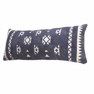 20" X 20" Navy And White 100% Cotton Geometric Zippered Pillow