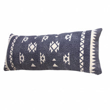 20" X 20" Navy And White 100% Cotton Geometric Zippered Pillow