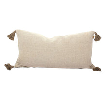 Set of Two 12" X 24" Taupe Herringbone Cotton Throw Pillow With Tassels