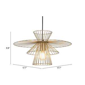 Gold Caged Geometric Metal Hanging Ceiling Light