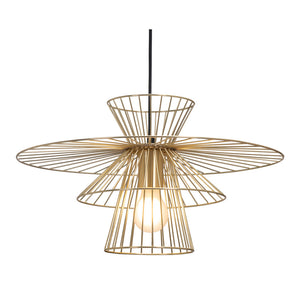 Gold Caged Geometric Metal Hanging Ceiling Light