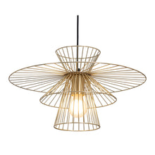 Gold Caged Geometric Metal Hanging Ceiling Light