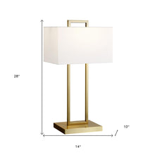 28" Brass Metal Table Lamp With White Shade