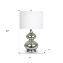 23" Silver Glass Gourd Table Lamp With White Drum Shade