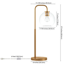 27" Brass Metal Arched Table Lamp With Clear Globe Shade