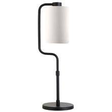 24" Black Metal Table Lamp With White Cylinder Shade