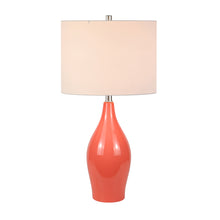 28" Coral Porcelain Table Lamp With White Drum Shade