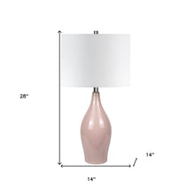 28" Dusty Rose Porcelain Cylinder Table Lamp With White Drum Shade