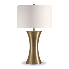 24" Antiqued Brass Metal Table Lamp With White Drum Shade