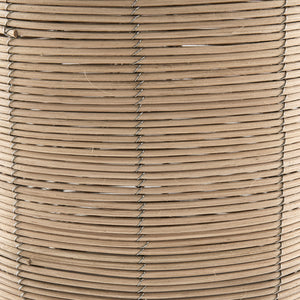 27" Natural Rattan Table Lamp With White Drum Shade