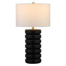 25" Black Ceramic Table Lamp With White Drum Shade