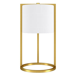 22" Brass Metal Table Lamp With White Drum Shade