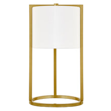 22" Brass Metal Table Lamp With White Drum Shade