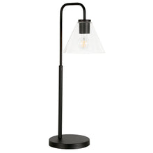 27" Black Metal Arched Table Lamp With Clear Cone Shade