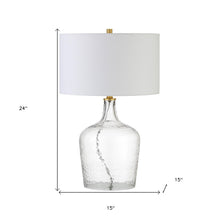 24" Clear Glass Gourd Table Lamp With White Drum Shade