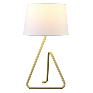 22" Brass Metal Table Lamp With White Bell Shade