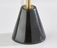 28" Black and Gold Marble and Metal Table Lamp With Beige Drum Shade