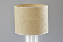 24" White Ceramic Cylinder Table Lamp With Beige Drum Shade